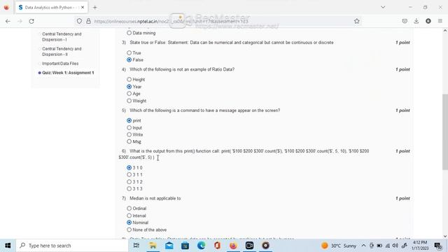 Data Analytics With Python NPTEL SWAYAM Week 1 Assignment Answers смотреть онлайн