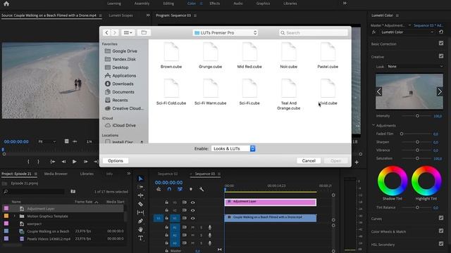 Киношная картинка с помощью LUTs в Adobe Premiere Pro за несколько секунд. Бесплатные LUT пресеты смотреть онлайн