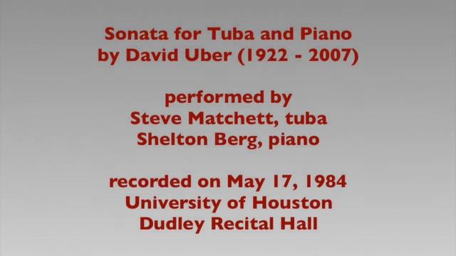 Sonata for Tuba and Piano by David Uber смотреть онлайн