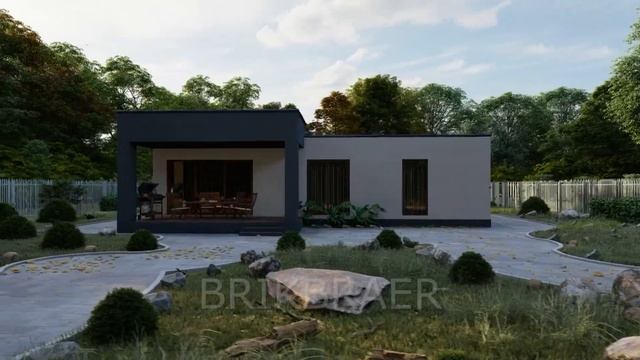 Проект одноэтажного дома с плоской кровлей площадью 161 м2 смотреть онлайн