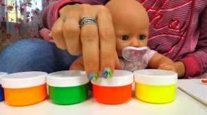 Видео куклы БЕБИ БОН - Рисуем красками с Беби Анабель! Как Мама для Baby Born. Мультики для детей.