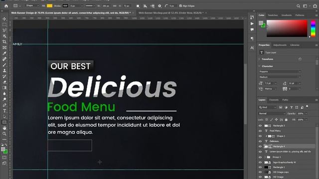 How to make a restaurant food menu web banner template смотреть онлайн