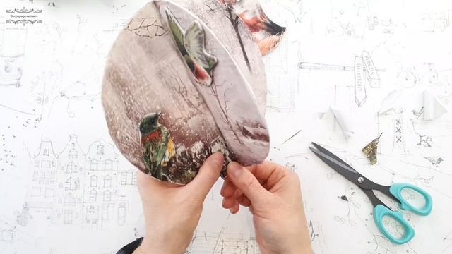 Decoupage # bauble with winter views #cadence # DIY tutorial... смотреть онлайн