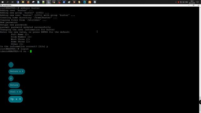 Добавление нового пользователя в Debian 10.2 смотреть онлайн