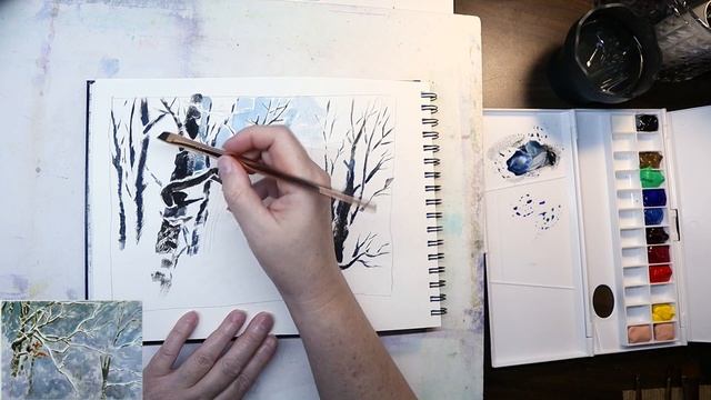 Гуашь: Зимние Деревья смотреть онлайн