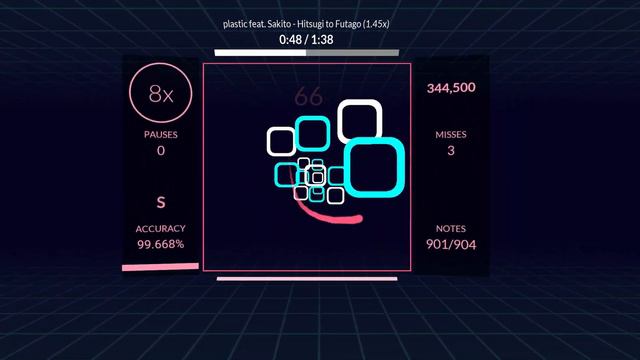 [Sound Space Plus] Plastic Ft. Sakito - Hitsugi To Futago (1.45x) Nomod (99.545%, NP)