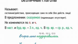 Безличные глаголы (7 класс, видеоурок-презентация)