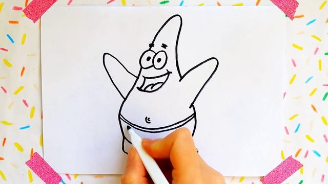 HOW TO DRAW PATRICK STAR FROM SPONGEBOB SQUAREPANTS for kids. КАК НАРИСОВАТЬ ПАТРИКА СО СПАНЧ БОБ смотреть онлайн