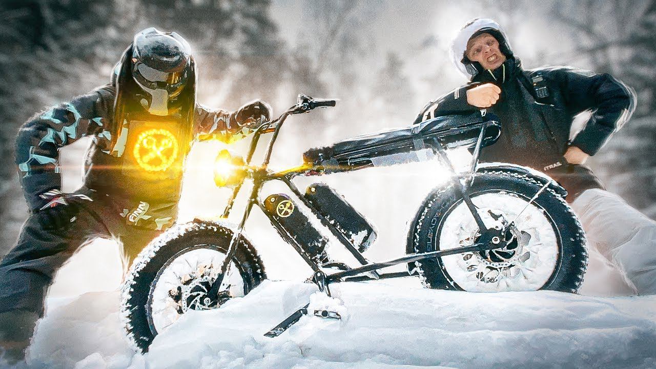 Электро фэтбайк полный привод по снегу! Сколько проедет? смотреть онлайн