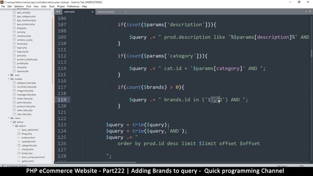 #222 PHP Ecommerce website development | Adding brands to query | MVC OOP - Quick programming смотреть онлайн