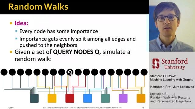 Stanford CS224W: Machine Learning with Graphs | 2021 | Lecture 4.3 - Random Walk with Restarts смотреть онлайн