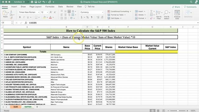 Excel Chapter 3 How to calculate DJIA and S&P500 смотреть онлайн
