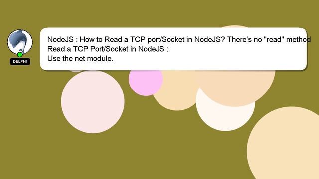 NodeJS : How to Read a TCP port/Socket in NodeJS? There's no "read" method смотреть онлайн