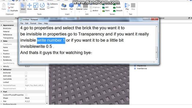 How to make a wall or a brick invisible in Roblox Studio смотреть онлайн