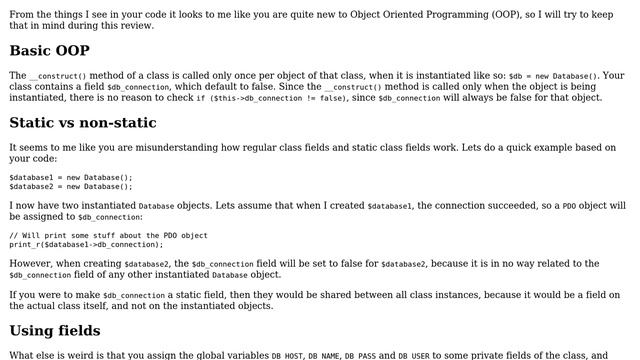 Code Review: PHP MySQL connection class (2 Solutions!!) смотреть онлайн
