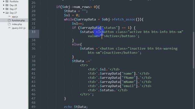 Day 27 How to Insert Delete with modal and active inactive using ajax with function смотреть онлайн