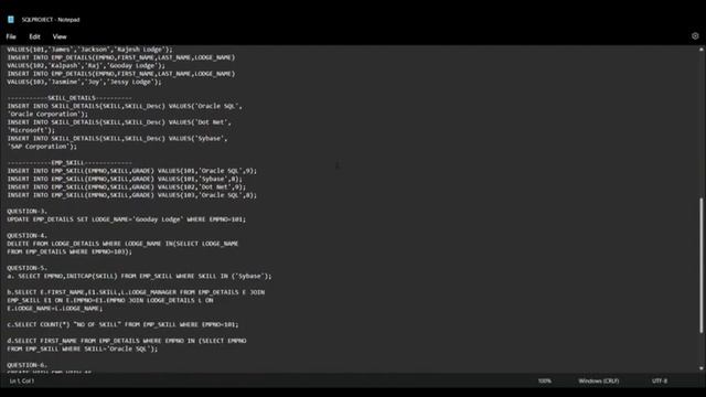 COMPLETE SQL MINI PROJECT!! #wipro смотреть онлайн