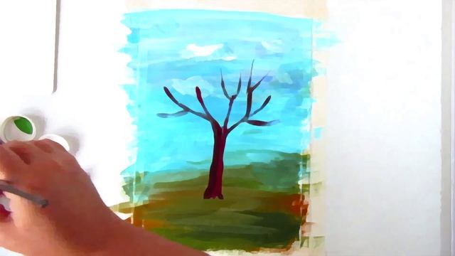 Copac de toamnă. Pictură pentru începători/Autumn tree. Painting for beginners. смотреть онлайн