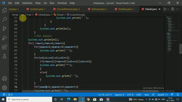Happy diwali pattern in java | using nested loops | #codermind #javaprogramming смотреть онлайн