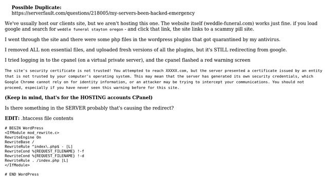 DevOps & SysAdmins: Our clients site is redirecting to a pill scammy site смотреть онлайн