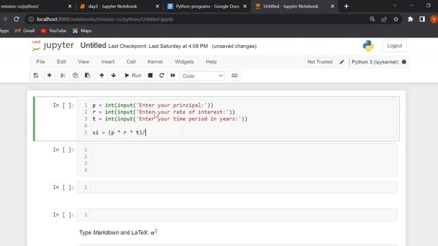 Python program to calculate Simple Interest. смотреть онлайн