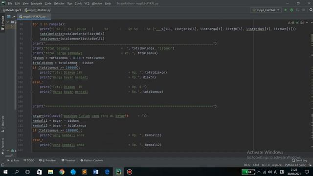 python TOKO BUAH perulangan, percabangan, array list смотреть онлайн