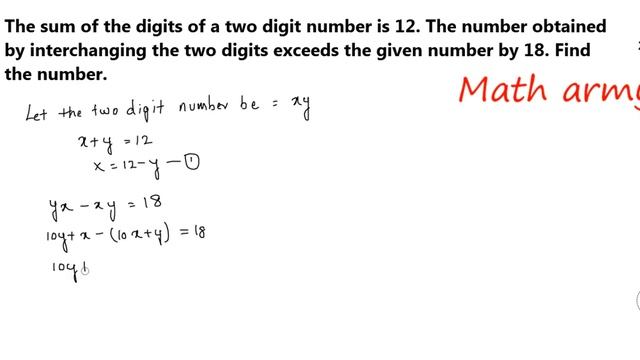 The sum of the digits of a two digit number is 12. The number obtained by interchanging the two смотреть онлайн