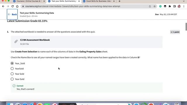 Excel Skills for Business: Intermediate I All Quizzes Answers and Solutions 2022 | Coursera course смотреть онлайн
