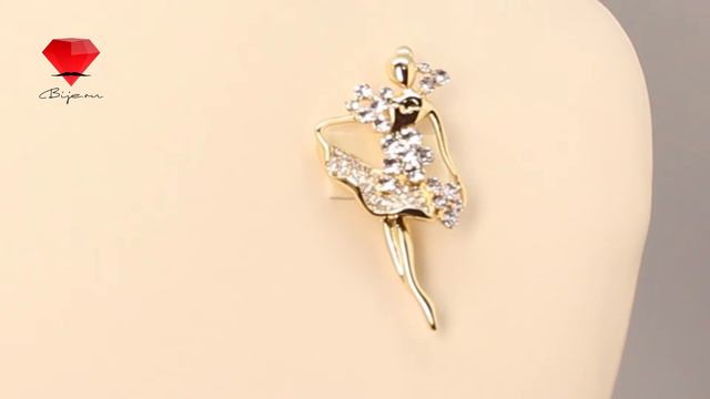 Bije.ru: Позолоченная брошь в форме женской фигуры с кристаллами Swarovski Keely (Кили) смотреть онлайн