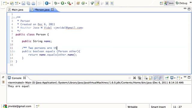 Java Equals method Tutorial смотреть онлайн