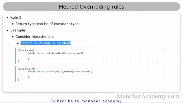 java method overriding rules (manohar accademy) смотреть онлайн