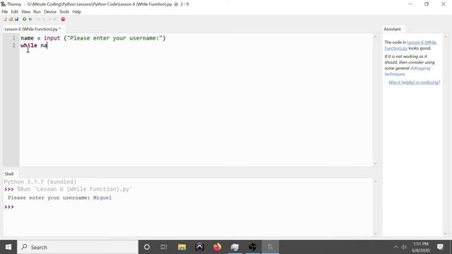 Minute Coding Python Lesson 6 While Function смотреть онлайн