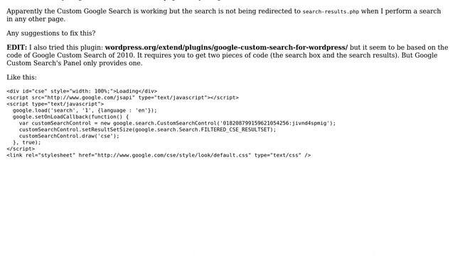 Wordpress: How to redirect a Custom Google Search to a wordpress page/template? смотреть онлайн