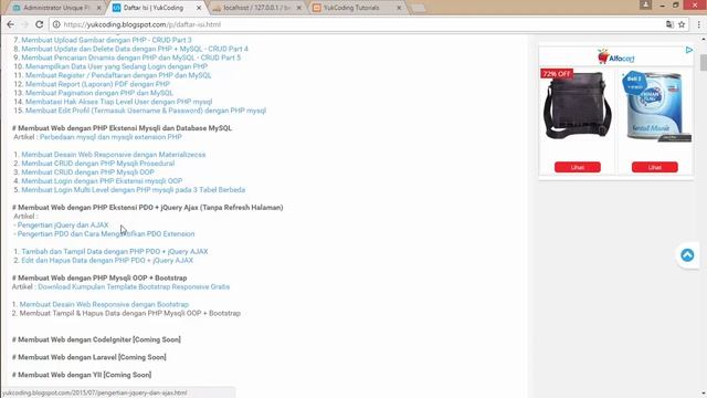 Membuat Tampil Data dengan PHP Mysqli OOP + Bootstrap (2) смотреть онлайн