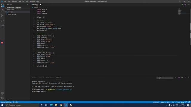 Snake Game Using Python Part - 2 | Python 3.8.5 смотреть онлайн