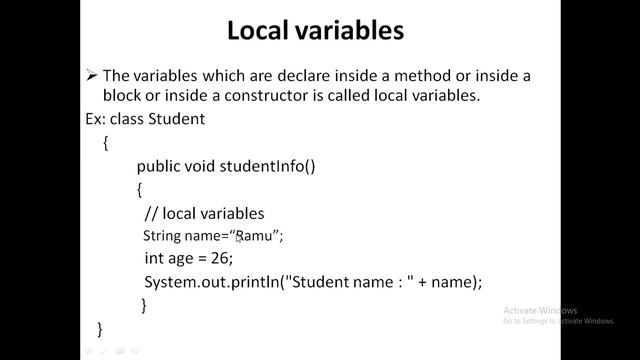 Variables | Local Variable | Java Tutorials смотреть онлайн