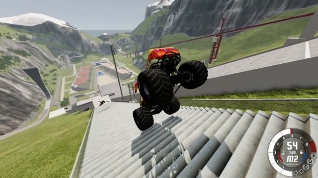 Monster Truck Vs Stairs #16 - BeamNG.Drive