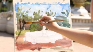 «Уроки рисования». Этюд фонтана гуашью (3.06.2016)