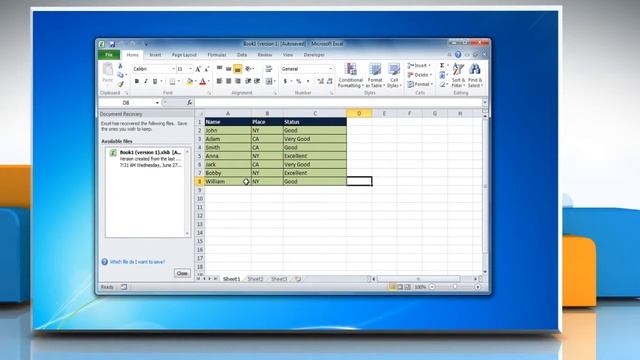 Excel 2010: Recover file saved by AutoRecover смотреть онлайн