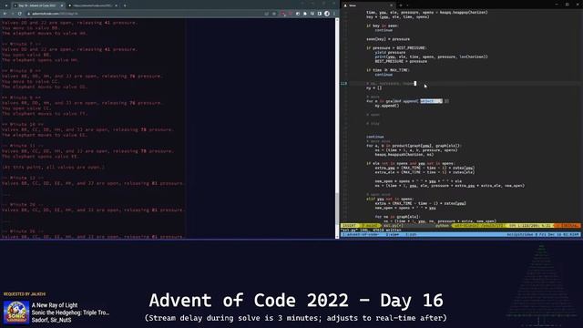 Advent of Code 2022 - Day 16 (Python, 1531/DNF) смотреть онлайн