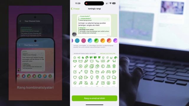 TELEGRAMDA NIK RANGINI O'ZGARTIRISH // STORY FISHKASI // YANGI TELEGRAM 10.2 HAQIDA смотреть онлайн