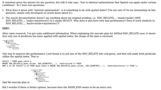 Oracle spatial SDO_RELATE: why better performance result from UNION ALL/INTERSECT combined... смотреть онлайн