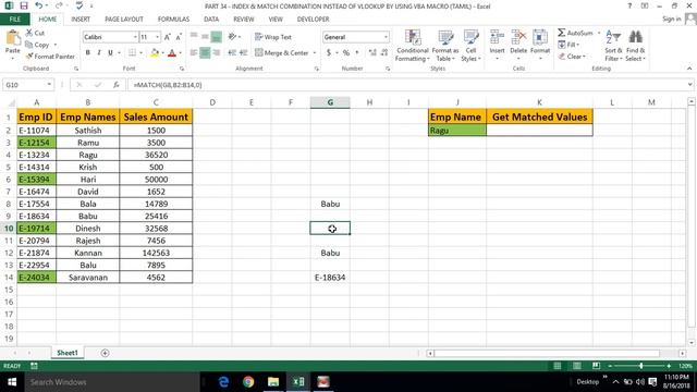 PART 34 - INDEX & MATCH COMBINATION INSTEAD OF VLOOKUP BY USING VBA MACRO (TAMIL) | Kallanai YT смотреть онлайн