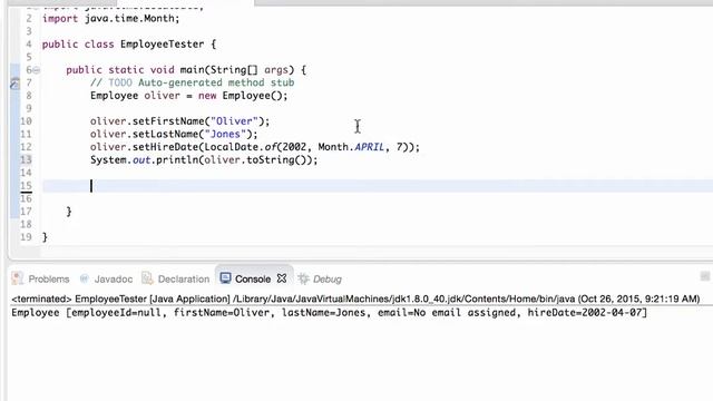 Creating A Java Class Test File For The Employee Class