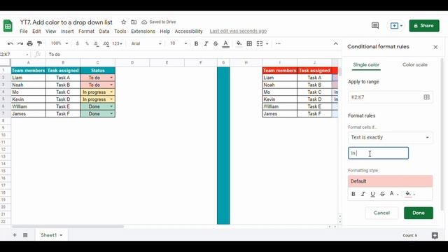 Add color to a Drop Down List with Google Sheets смотреть онлайн
