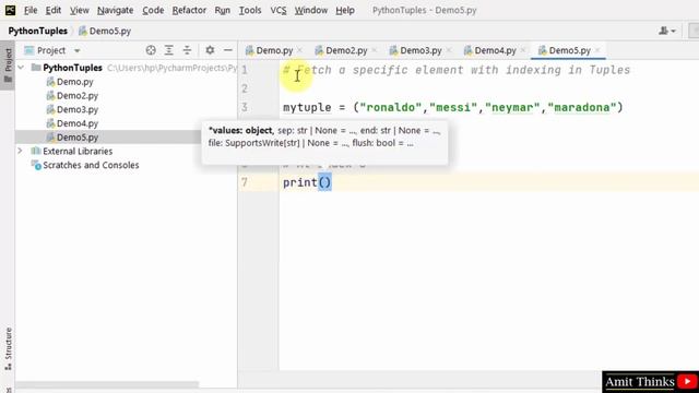 Fetch a specific element with indexing in Python Tuples | Amit Thinks смотреть онлайн