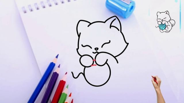 How to draw a kitten/Easy drawing tutorial/ смотреть онлайн