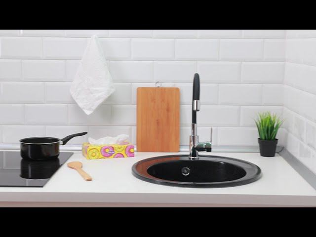 Кухонная мойка из искусственного камня Черая, Alcora, цвет антрацит, глянцевая смотреть онлайн