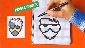 Какаши Как рисовать по клеточкам Простые рисунки аниме Наруто Kakashi Naruto How to Draw Pixel Art