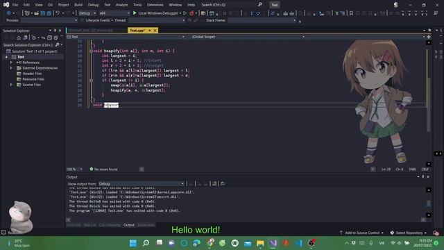 Heap sort _ C++ _ Visual studio 2022 смотреть онлайн